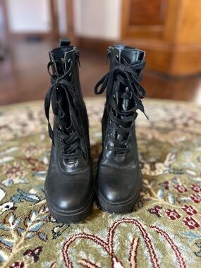 Women's Black Lace-Up Platform Combat Boots